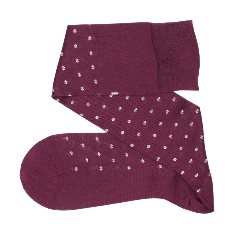 burgundy flower dots cotton socks
