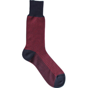 CELCHUK-navyblue red houndstooth cotton socks