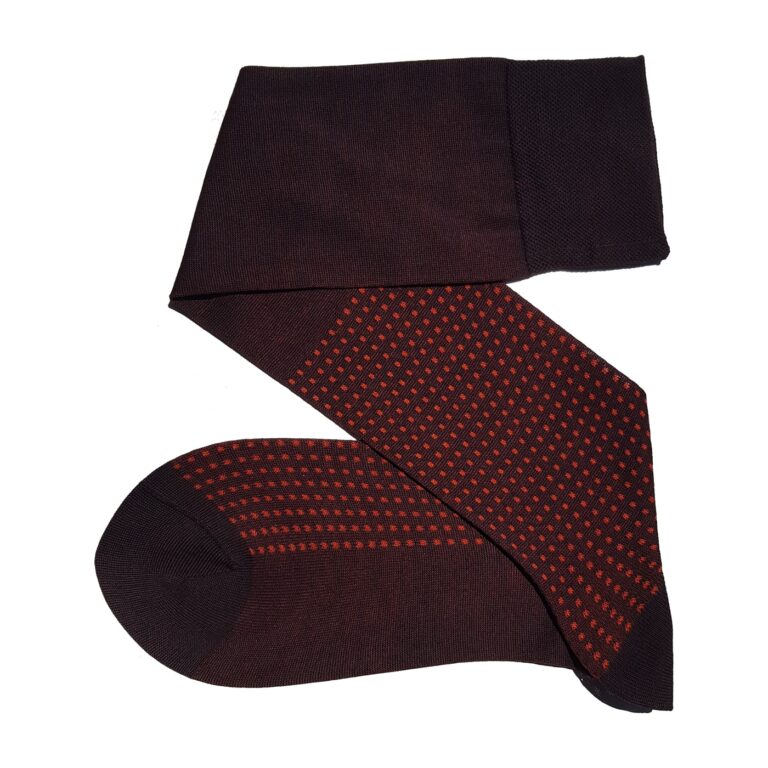 celchuk- brown orange square dots cotton socks