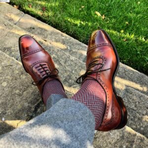 celchuk-gray burgundy cotton socks