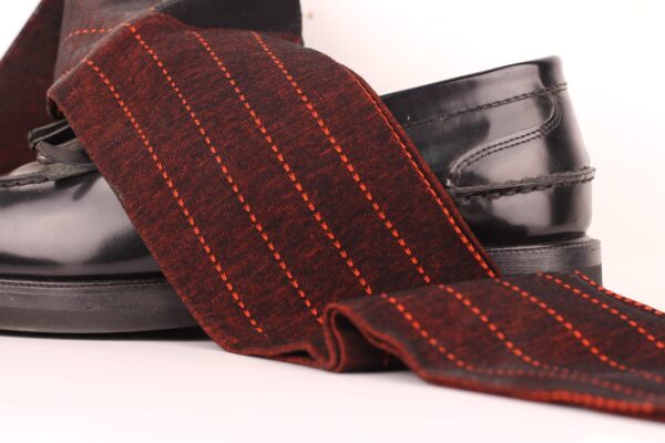 BLACK ORANGE PIN DOT STRIPE SOCKS - Image 3