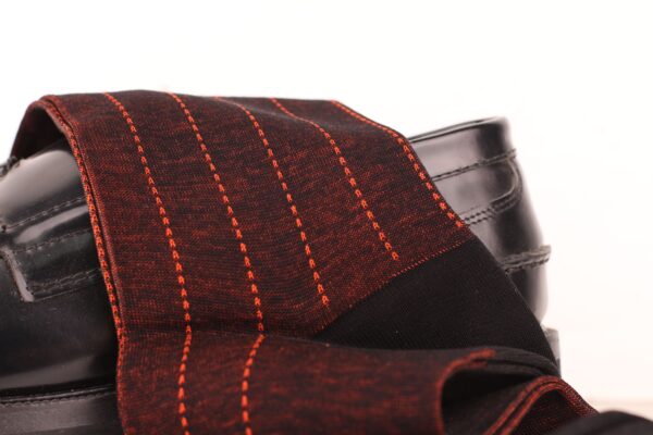 BLACK ORANGE PIN DOT STRIPE SOCKS - Image 5