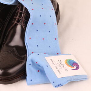 Classic Men's Sky Blue Dress Socks | Sophisticated Daimond | Over The Calf Fit | Mid Calf Fit | Ideal Gift For Dad & Husband