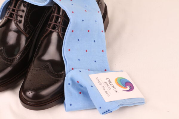 Classic Men's Sky Blue Dress Socks | Sophisticated Daimond | Over The Calf Fit | Mid Calf Fit | Ideal Gift For Dad & Husband