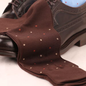 Classic Men's Brown Dress Socks | Sophisticated Daimond | Over The Calf Fit | Mid Calf Fit | Ideal Gift For Dad & Husband