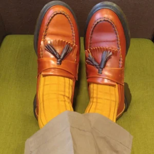 Classic Men's Mustard  Dress Socks | Sophisticated Ribbed Stripes | Over The Calf Fit | Ideal Gift For Dad & Husband