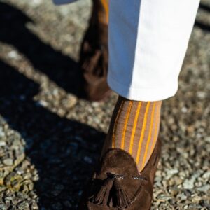 celchuk honey mustard shadow stripe cotton socks