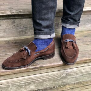 celchuk navy blue royal blue herringbone cotton socks