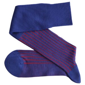 Celchuk Royal blue red shadow striped cotton socks