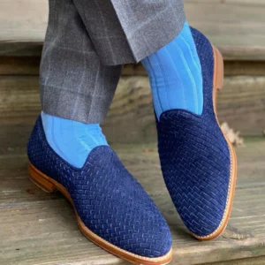 sky blue cotton ribbed mens socks