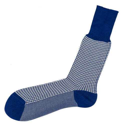 Mens Socks Houndstooth Socks Wedding Socks Blue Cotton Socks