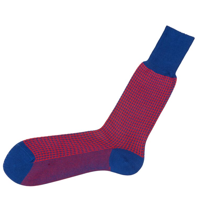 celchuk royal blue red houndstooth cotton socks