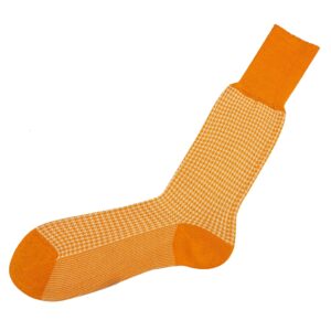 Celchuk Orange white houndstooth cotton socks