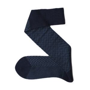 Navy Blue Herringbone Cotton Socks