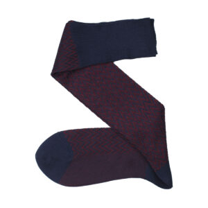 navy blue herringbone cotton socks, over the calf cotton socks, celchuk luxury socks
