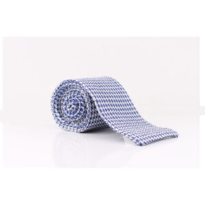 Royal Blue White Houndstooth cotton tie