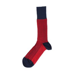 navy blue red shadow striped cotton socks