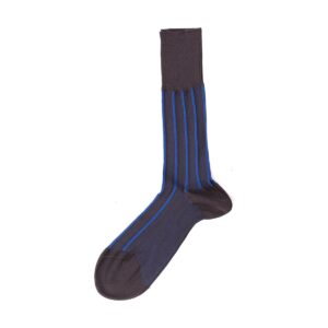 charcoal royal blue shadow striped cotton socks