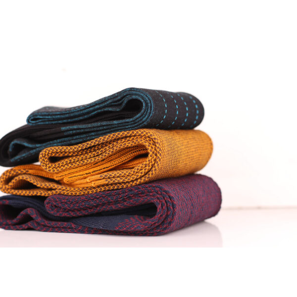 Mens Socks - Striped Socks - Gift For Dad - Gift for Husband - Over The Calf Socks - Brown Socks - Black Cotton Socks -  4 Pack - Image 3
