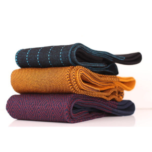 Mens Socks - Striped Socks - Gift For Dad - Gift for Husband - Over The Calf Socks - Brown Socks - Black Cotton Socks -  4 Pack