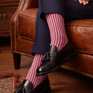 men's cotton pink over the calf mid calf socks.