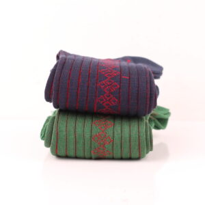 Shadow Striped Mens Socks - Ribbed Socks - Gift For Dad - Gift for Husband - Over The Calf Socks - Blue Socks - Green Cotton Socks- 2 Pack