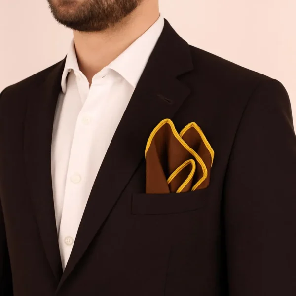 Brown Hand Rolled Pocket Square - Image 6