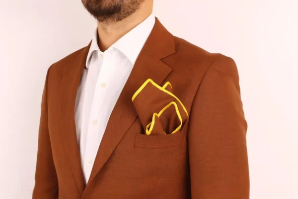 Brown Hand Rolled Pocket Square - Image 7