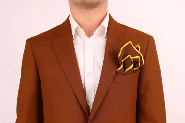 Brown Hand Rolled Pocket Square - Image 8
