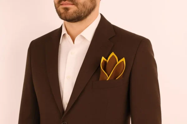 Brown Hand Rolled Pocket Square - Image 9