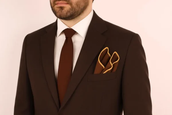 Brown Hand Rolled Pocket Square - Image 11