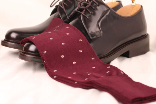 Flower Design Burgundy Cotton Socks