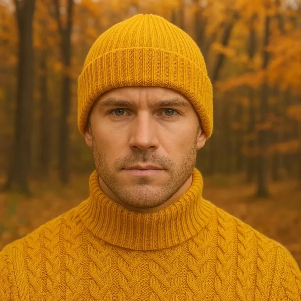 Mustard Hand Knitted Soft Merino Wool Beanie - Image 4