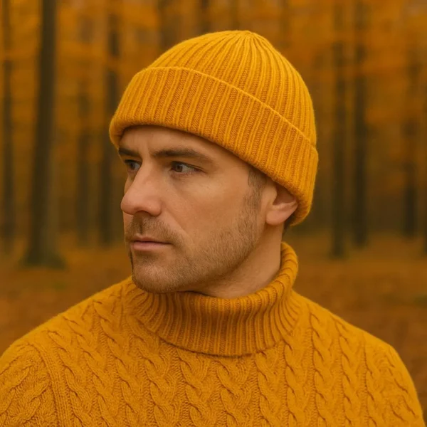 Mustard Hand Knitted Soft Merino Wool Beanie