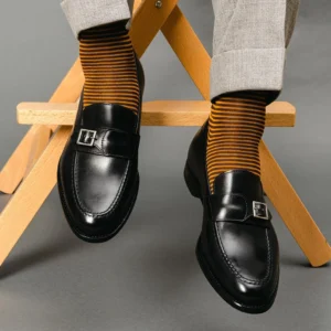 BROWN MUSTARD OVER THE CALF STRIPE
