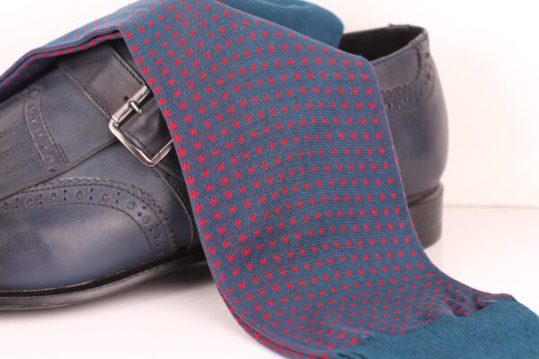 Dress Socks - Mid Calf - Petrolium Green - Square Pattern - 1 Pair - Gift For Dad - Luxury Cotton Socks