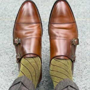 DRESS SOCKS BROWN LIMA DIAGONAL OVER THE CALF BIRDSEYE