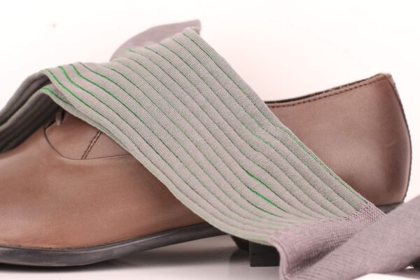 GRAY GREEN SHADOW STRIPED OVER THE CALF SOCKS - Image 3
