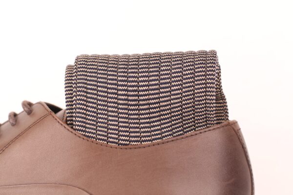 Beige Black Striped Cotton Socks - Image 4