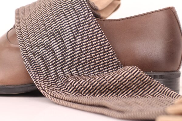 Beige Black Striped Cotton Socks