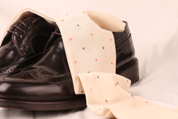 Classic Men's Ecru Dress Socks | Sophisticated Daimond | Over The Calf Fit | Mid Calf Fit | Ideal Gift For Dad & Husband - Image 2