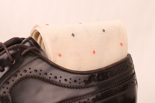 Classic Men's Ecru Dress Socks | Sophisticated Daimond | Over The Calf Fit | Mid Calf Fit | Ideal Gift For Dad & Husband