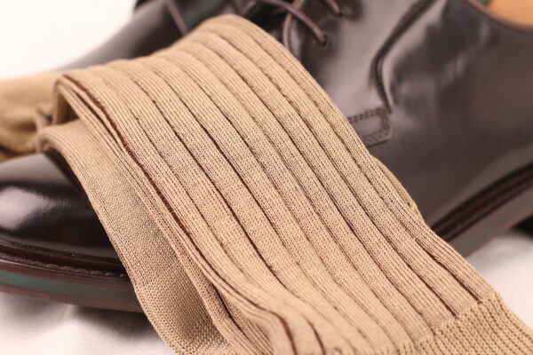 Beige Brown Shadow Striped Cotton Socks - Image 8