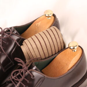 Beige Brown Shadow Striped Cotton Socks