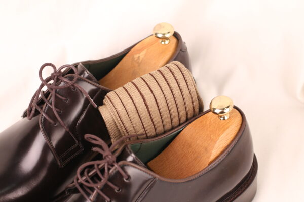 Beige Brown Shadow Striped Cotton Socks