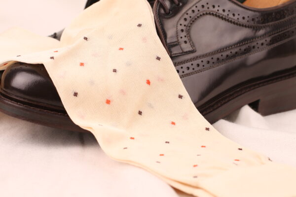 Classic Men's Ecru Dress Socks | Sophisticated Daimond | Over The Calf Fit | Mid Calf Fit | Ideal Gift For Dad & Husband - Image 5