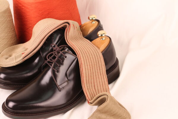 Beige Orange Shadow Striped Cotton Socks - Image 8
