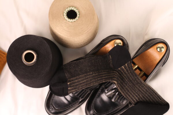 Black Beige Shadow Striped Cotton Socks - Image 6