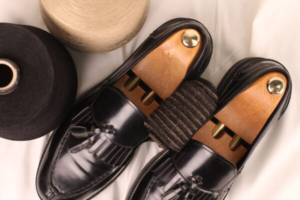 Black Beige Shadow Striped Cotton Socks - Image 3