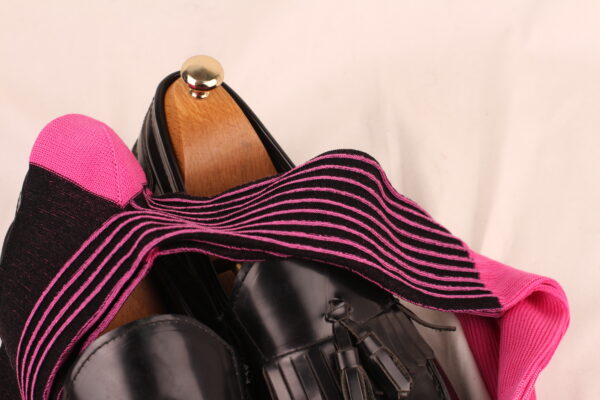 Pink Black Shadow Striped Cotton Socks - Image 5